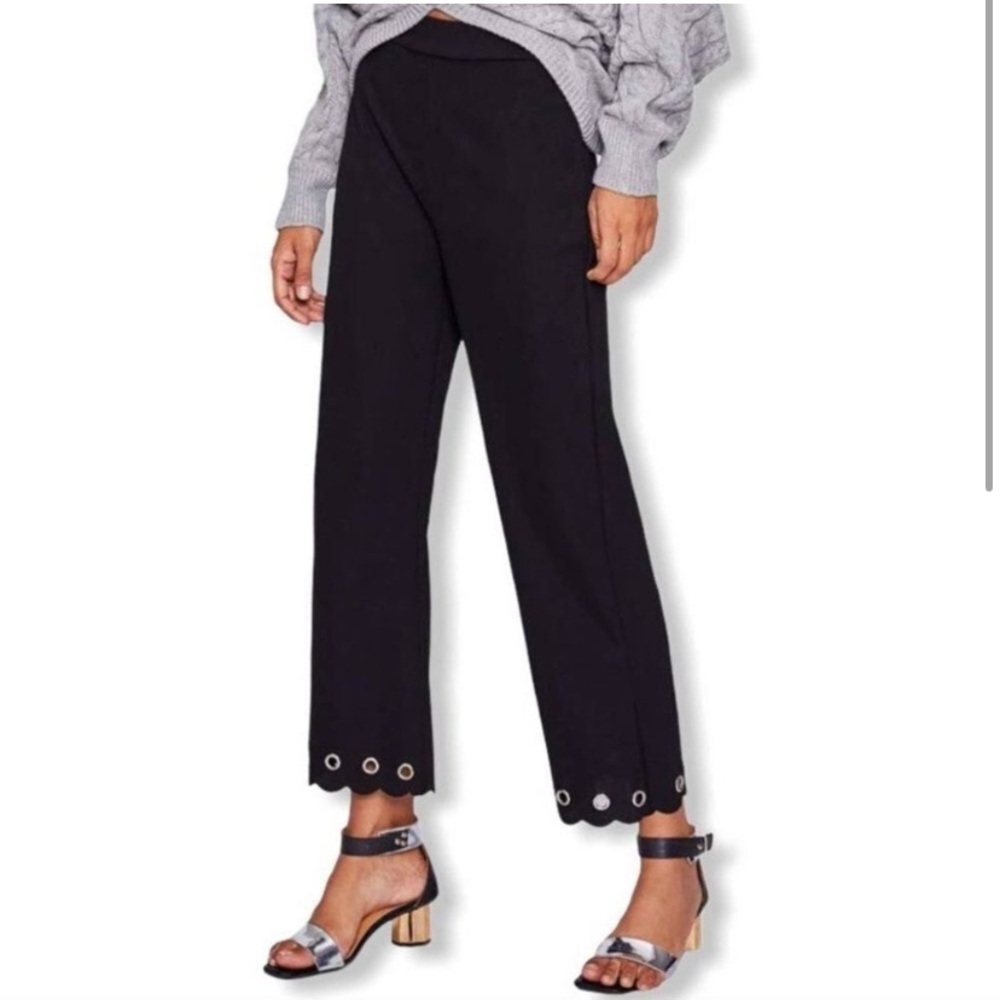 ZARA Black Cropped Pants with Grommet Detail